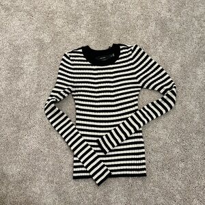 Black and White Striped Long Sleeve Top